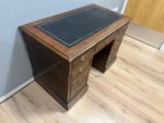 Antique Captains Bankers Desk Green Leather Twin Pedestal Partners #76
