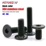 Black 304 Stainless Steel Allen Hex Socket Ultra Thin Flat Wafer Head Screw Bolt