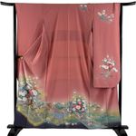 Silk Kimono M Pink Long Sleeve Furisode Used