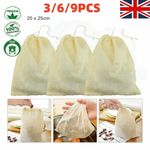 3-9Set Cotton Nut Milk Bag Reusable Food Strainer Brew Coffee Juice Cheese-Cloth