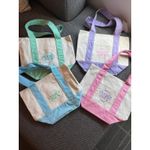Trader Joe's Mini Pastel Canvas Tote Bag Mini Tote Reusable Pink/Purple/Blue