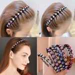 Non-Slip Rhinestone Hairbands Elastic Flower Fashion Pearl Women Hair Hoop Bands