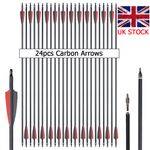 24pcs Archery 30" Carbon Arrows SP600 3" Vanes Compound Bow/Recurve Bow Hunting