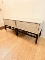 2 x Angel Carda Beige and Dark brown wood bedside table