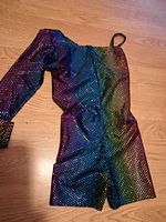 Multi-Colour Sequin One-Shoulder Long Sleeve Disco Dance Costume Playsuit size 2