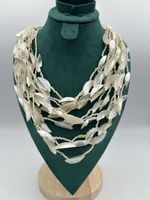 Vintage Mother of Pearl Multi-Strand Shell Necklace - Iridescent Boho Fringe 80s