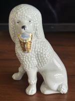 Vintage White Porcelain Poodle Dog Figurine – Gold Collar