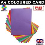 A4 Coloured Card 25 or 50 Sheets Per Pack 260gsm Great Quality - 30 Colours