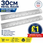 30CM METAL RULER CM & INCHES BOTH SIDES STAINLESS STEEL MEASURING BULK WHOLESALE