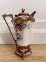 Antique Noritake Maruki Chocolate Pot c1908 Hand Painted Roses Moriage Gold 10”