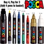 Uni Posca Paint Marker Art Pens - All Sizes and Colours - Buy 4, Pay For 3
