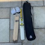 Gunn & Moore GM Kids Cricket Set Bat Stumps Gloves Bag Black Yellow Junior Boys