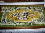 Victorian Glass Bead & Woolwork Stand Tray Centre Piece  20 1/2" x 11" x 1 1/2"