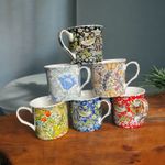 Set of 6 Palace Mugs in Assorted William Morris designs.