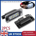 2x LED Licence Number Plate Light Fit For Peugeot 208 2008 308 508 SW 3008 5008