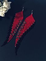 Tribal Earrings Native Large Boho American Seed Beads Handmade Earring