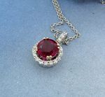 3.19 Ct Round Cut Ruby Pendant Wedding Pendant 14K White Gold Solid