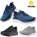FitVille Mens Extra Wide Fit Walking Trainers Lightweight Cushioned Casual Shoes