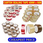 Clear Brown Parcel Tape Strong Packing Carton Sealing Tape 48mm x 66m 1 6 12 36 