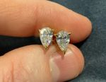 2.0 Carat Lab Created Diamond Solitaire Pear Cut Stud Earrings Gold Plated 925