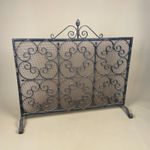Antique Black Cast Iron Metal Fire Screen Guard Fireguard Wrought Victorian Old