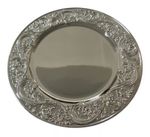 12 Silver Mirror Scroll Plastic Charger Base Plates Elegant Table Setting 