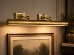 Vintage Brass Picture Light Double Wall Sconce Gallery Art Display Lamp Fixture