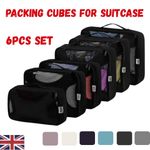 Packing Cubes for Suitcase 6 Colours Travel Organiser Set, 6 Pieces Lightweight