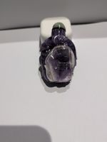 Antique Qing Dynasty Chinese Amethyst Hand Carved Snuff Bottle Jade Top Monkey