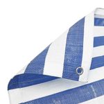 1 x Blue White Stripe Tarpaulin 9.0m x 12.0m (29ft x 39ft) for Market Stalls