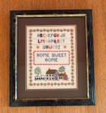 Needlework Sampler “Home Sweet Home” Traditional Cottage Core Framed