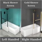 1500/1600/1700mm L Shaped Shower Bath Front & End Bath Panel Shower Screen