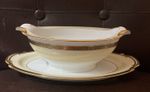 Noritake GRACEWOOD 3895 Gravy Boat Attached Underplate 9 1/2” Japan 
