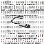Pre-Printed Ready to Use Tattoo Designs Stencil Paper or all on Flash drive