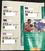 FOUR £13 off  a £90 shop Tesco Clubcard Money off Coupons (spend instore)