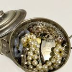 Electroplated Nickel Silver Vintage Pot Lid Plus Jewellery Contents Bundle 480