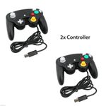 2X BLACK WIRED CLASSIC CONTROLLER JOYPAD GAMEPAD FOR NINTENDO GAMECUBE GC 