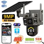 9MP Wireless Dual-Lens Outdoor Solar Security Camera System PTZ IP Cam WIFI CCTV
