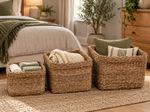 Woven Seagrass Storage Basket Chunky Square Natural Toy Laundry Organiser Tidy