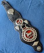 ANTIQUE SCOTTISH HORSE BRASS WHITE METAL HARNESS STRAP - GRANT SADDLER DUFFTOWN