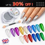 Nail Chrome Powder Colours Mirror Effect Metallic Shimmer for Nails Rainbow Red