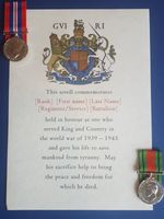 WW2 Memorial Scroll, a reproduction of this item which was issued to next-of-Kin
