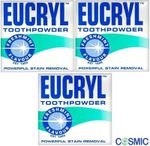 3 X Eucryl Smokers Tooth Powder Freshmint Stain Removal for Smokey Teeth 50g