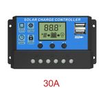 30A PWM Solar Panel Regulator Battery Charge Controller LCD Dual USB 12V/24V UK