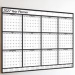2027 Year Planner Wall Chart+Calendar+Holidays ✔12 Month Grid Landscape Calender