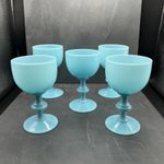 Portieux Vallerysthal l Water Wine Glass Goblet French Robin’s Egg Blue Opaline