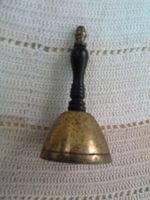 Small brass bell with ebonised handle brass finial 2 1/2" diameter 5 1/2" tall