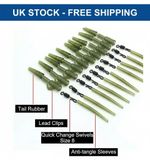 40PCS LEAD CLIPS CLIP QUICK CHANGE SWIVEL ANTI TANGLE SLEEVE FISHING TACKLE CARP