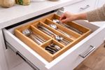 5-Compartment Bamboo Cutlery Drawer Organiser — Solid Natural Bamboo |