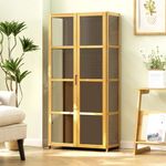 4-Tier Acrylic Bamboo Display Cabinet Figurine Storage Case W/ Drawer Home Decor